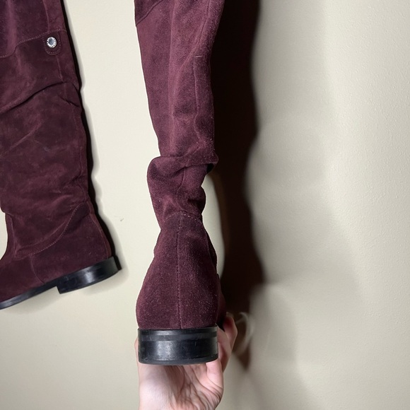 Steve Madden Balen Leather Suede Knee High Slouch Boot Burgundy 6 - Picture 11 of 16